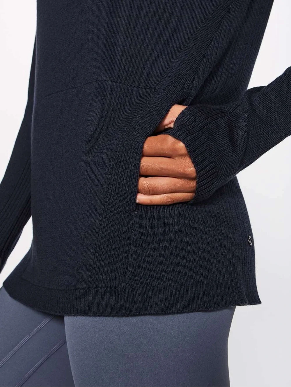 lululemon athletica Sweat & Savasana Sweater 100% Merino Wool Black Size 10